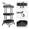 Kitchen Trolley Cart 3 Tier Mesh Shelf Handle Rolling Wheels Useful Storage Rack