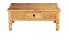 Corona Coffee Table 1 Drawer Solid Wood Occasional Table, Mexican Pine
