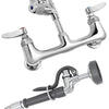 VEVOR Commercial Kitchen Pre-rinse Faucet Tap Spray Arm Sink Pedestal Faucet 8"