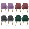 2 Velvet Leisure Dining Chairs Padded Bucket Seat Tub Armchair w/Gold Metal Legs