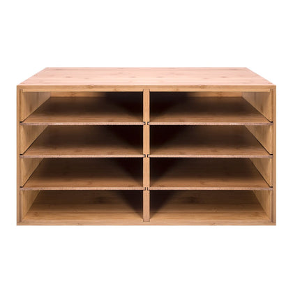 Bamboo Desktop File Sorter A4 Office Document Organiser Storage 8 Compartments,
