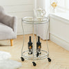 2 Tier Round Drinks Trolley Modern Glass Rack Serving Cart Kitchen Side Table