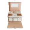 White Large Jewellery Box w/Mirror&Lock Cabinet Necklace Ring Bracelet Organizer