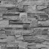 GREY CHARCOAL WHITE SILVER BRICK WALL WALLPAPER - RUSTIC MOROCCAN METALLIC STONE