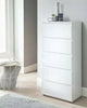 NEW Tall High Gloss White Narrow Chest of 5 Drawers Bedroom Furniture | UK