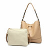 2 pcs Set Bucket style Handbag Ladies Faux Leather Large Shoulder Tote Bag