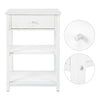 White Bedroom Bedside Table Unit Cabinet Nightstand with 1 Drawer 2 Shelves