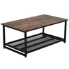 2 Tier Industrial Rustic Wood Coffee Table Metal Legs Living Room Table 106x60cm