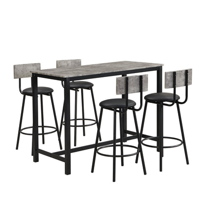 Marble Effects Bar Table & 4 Stools Breakfast Kitchen Dining Set Bar Bistro HT