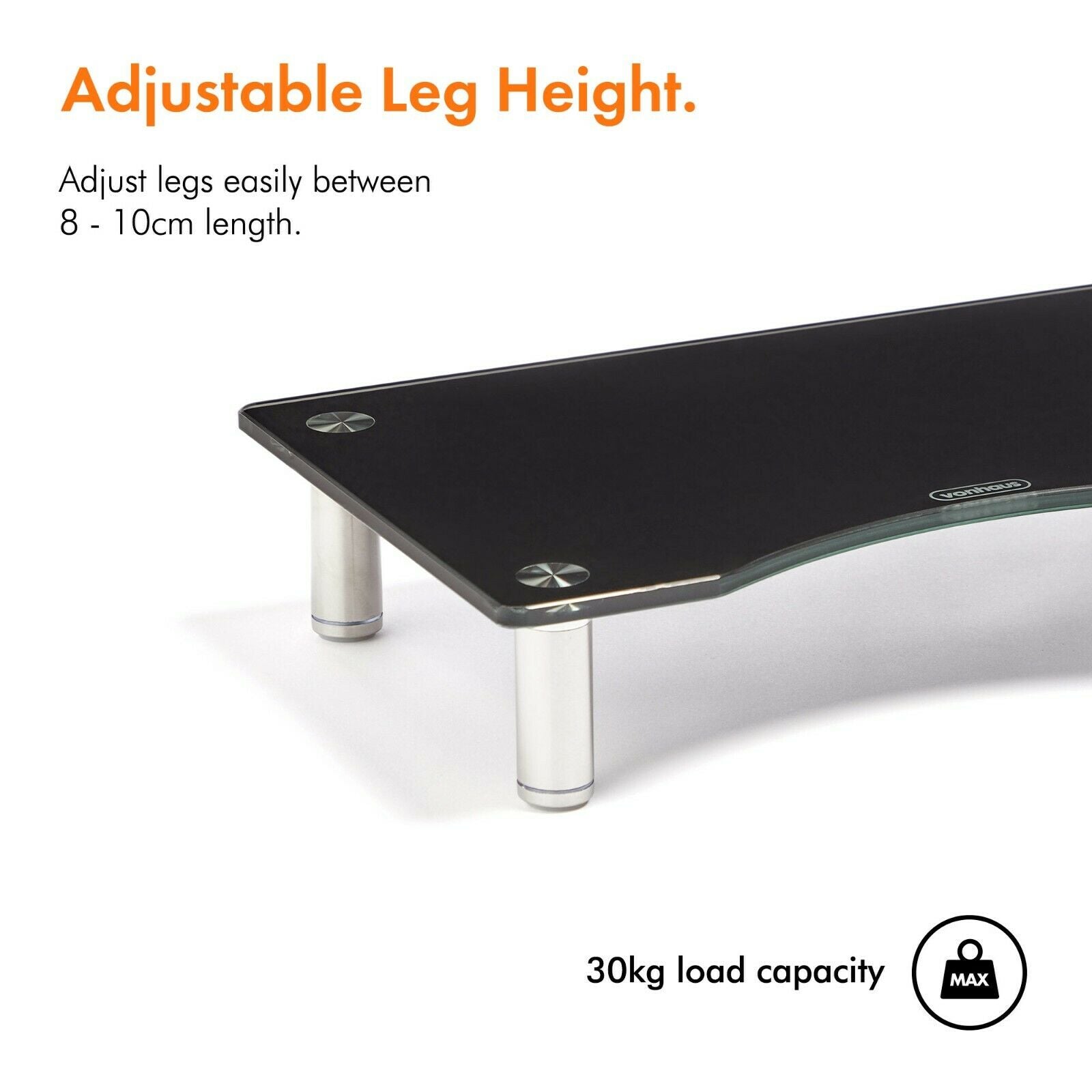 VonHaus Black Curved Glass Monitor Mount Riser Computer Screen Small T ...