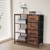 Fabric Chest Of Drawers with Shelves Industrial 4 Drawer Dresser Organizer Brown