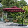 Garden Parasol Banana Cantilever Umbrella Crank Sun Shade Patio Outdoor W/ Base
