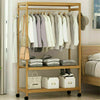 Wooden Clothes Rail Scarf Cap Hanging Garment Coat Rack Heavy Duty Rolling Stand