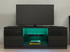 Modern TV Unit Stand Cabinet Black High Gloss Doors Matt Body Sideboard with LED
