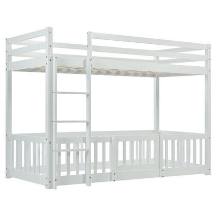 3ft Bunk Beds Cabin Wood Bed Frame Kids Children Sleeper with Fences & Ladder HT