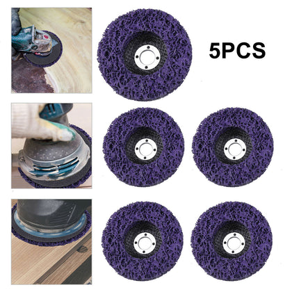 5 Pcs 4'' 100mm Poly Strip Disc Wheel Paint Rust Removal Clean For Angle Grinder