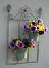 Rustic Green Metal Garden Wall Hanger Planter with 2 Pot