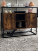 Industrial Style Cupboard Cabinet Tempered Glass Sideboard Rustic Shelf Storage