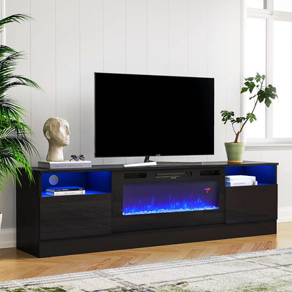 TV Stand Unit Cabinet for TVs up to 70 Inches With LED Electric Fireplace Insert