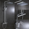 Black Shower Set Bathroom Thermostatic Mixer Square Twin Head Exposed Valve Bar