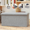 Large Linen Folding Storage Ottoman Pouffe Double Seat Foot Stool Storage Boxes