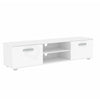 Modern White LED TV Unit Cabinet Stand Matt Body And High Gloss Doors Lights