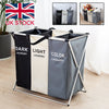 Aluminium Folding Laundry Cloth Basket Washing Hamper Bin Storage Bag Light Dark (Black+Grey+Beige)