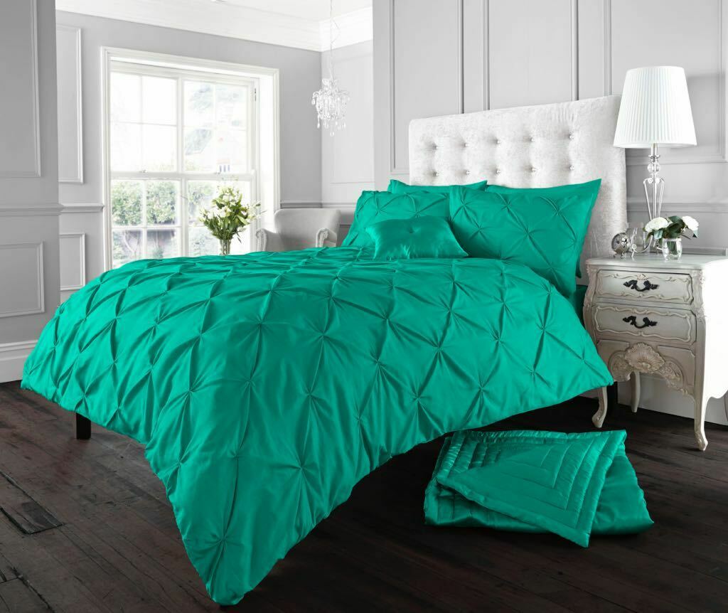 Pintuck Pleated Alford Duvet Cover Set Bedding With Pillowcase All Sizes Colours