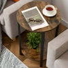 HOOBRO Round Side Table End Table Bedside Table 2-Layer Sofa Table Living Room