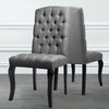 2PCS Chesterfield Fabric Dining Chair Button Backrest Chairs High Back Wood Legs