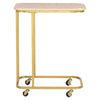 C-Shaped Sofa Side Table Golden Metal Frame End Coffee/Snack Table Living Room