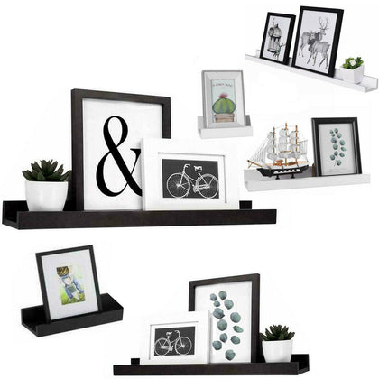 Set of 3 Floating Wall Shelves Picture Ledge Display Rack Book Hanging Shelf