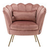 Lotus Seat Velvet Fabric Tub Chair Winged Scallop Shell Back Armchair Metal Legs