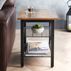 Side Table Dark Wood Adjustable Angle 2 Tier Shelf Coffee table Living Room