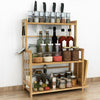 Standing Bamboo Spice Rack Kitchen Countertop Storage Organizer Adjustable Shelf