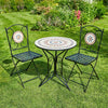 Bistro Table Set Brown Beige Mosaic 2 Chairs Outdoor Furniture Garden Furniture