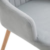 Set Of 2 Elegant Tub Velvet-Feel Dining Chairs w/ Wood Legs Metal Frame Grey