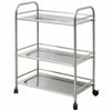 Kitchen Service Cart Trolley 3-Tier Rolling Utility Stainless Steel Frame Silver