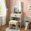 Dressing Table Drawer Mirror Stool Shelves Set Makeup Vanity Bedroom UK