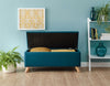 OTTOMAN STORAGE UNIT BLANKET BOX HOPSACK FABRIC BENCH STOOL TEAL