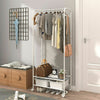 Corner Clothes Rail Rolling Garment Rack Drying Rack With Top Rod Lower Storage