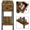 Narrow Side Table 2-Tier End Table w/ Drawer Open Shelf Wood Nightstand Storage