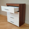 Chest of 4 Drawers in White & Walnut Bedroom Furniture Modern * BRAND NEW*