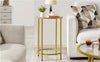 Round Side Table with Glass Top, Gold End Table with Metal Frame for Living Room