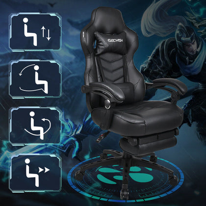 Elecwish Executive Gaming Office Racing Chair Swivel Computer Desk Footrest Home