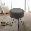 Round Pouffe Stool Velvet Padded Hairpin Legs Dressing Table Chair Footstool