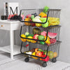 Mobile Kitchen Vegetable Fruit Storage Rack Stackable Metal Wire Basket Holder