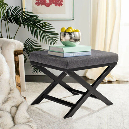 Dressing Table Stool Fabric Padded Seat Steel Legs Home Stool Bench Footstool