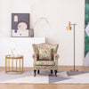 Occasional High Back Wing Floral Fabric Armchair Queen Metallic Rivet Chair Sofa