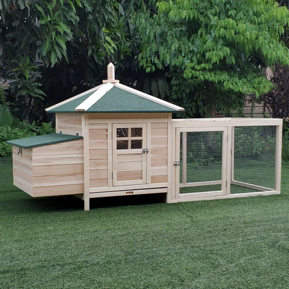 Wooden Chicken Coop with Egg Nesting Box Ducks Hen House Cage Poultry Hutch Run